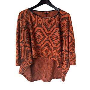 Kozan Geometric  Relaxed High-Low Sweater Dolman Sleeves Size S